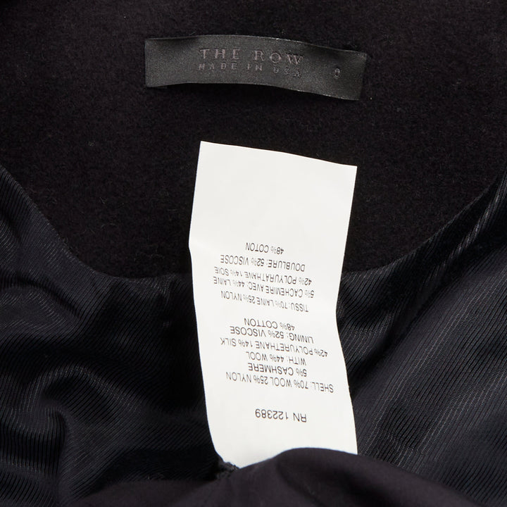 THE ROW Loxton black navy structured wool textured peplum gold zip coat US0 XS