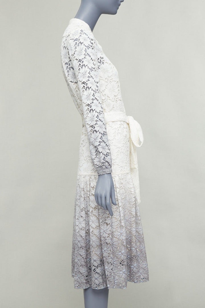 rare BURBERRY PRORSUM 2014 cream grey ombre lace dress IT38 XS Olivia Palermo