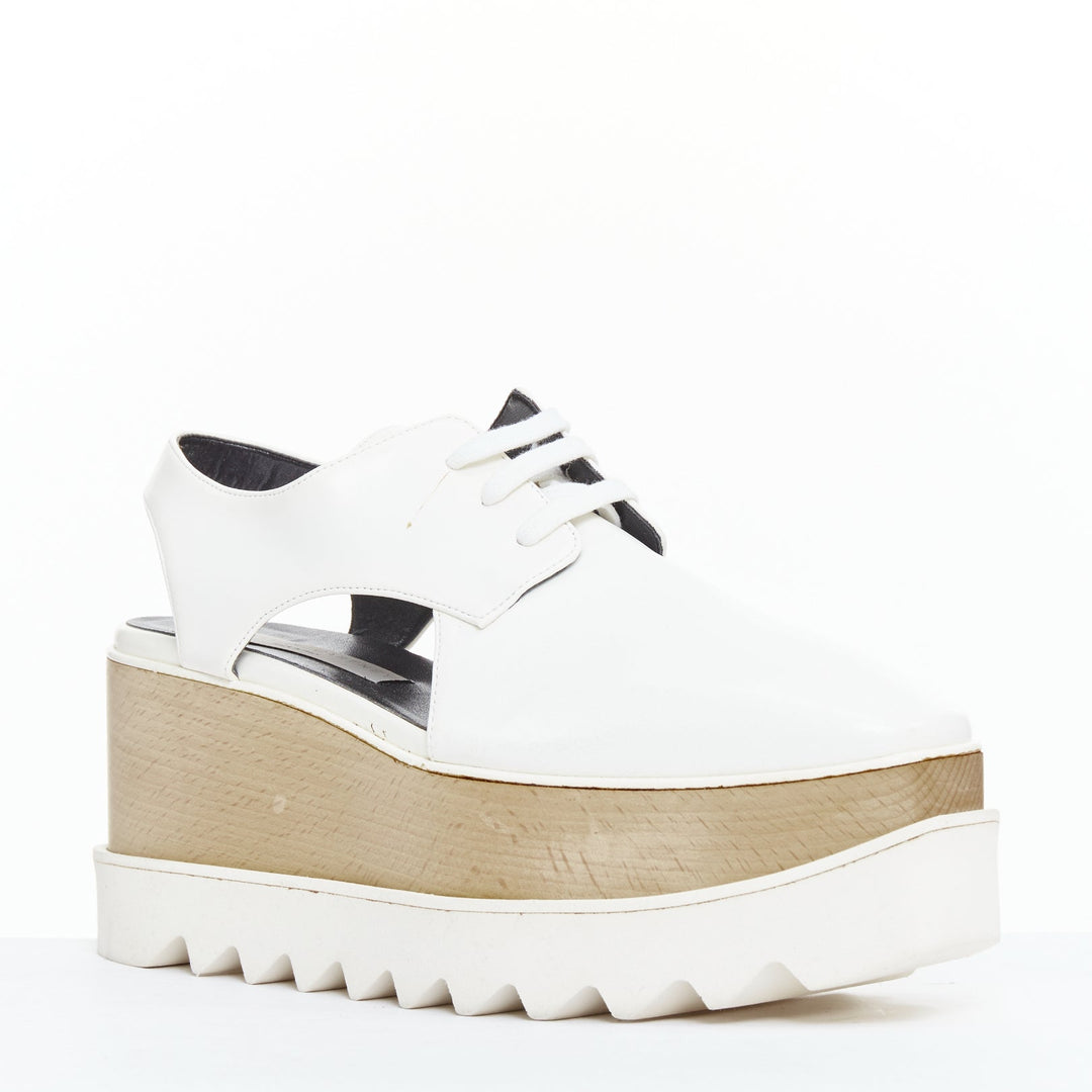 STELLA MCCARTNEY Elyse white vegan leather lace up platforms EU39