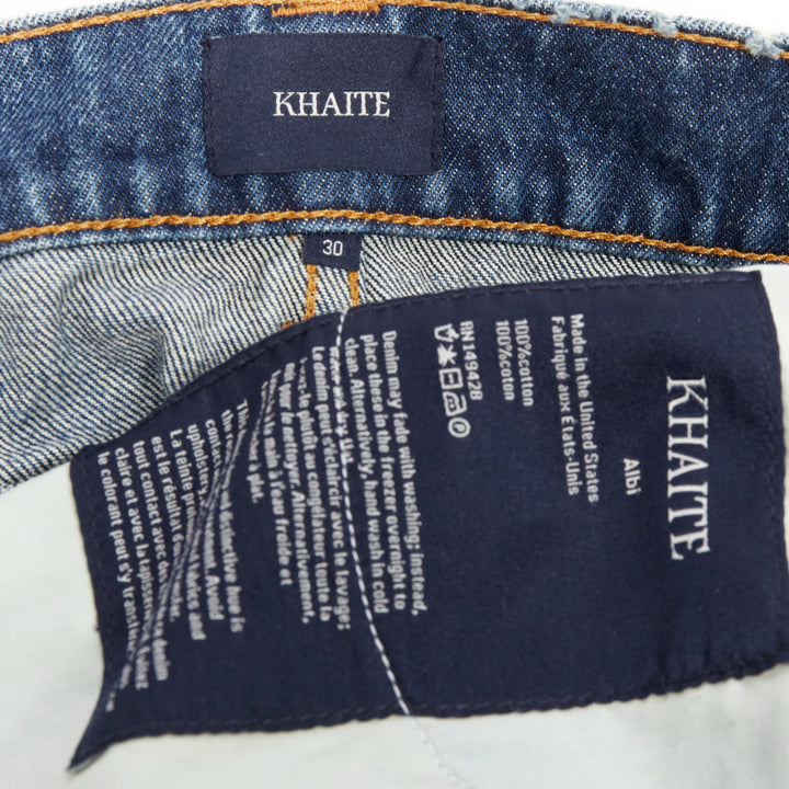KHAITE Albi dark blue washed high waist tapered relaxed jeans 30"