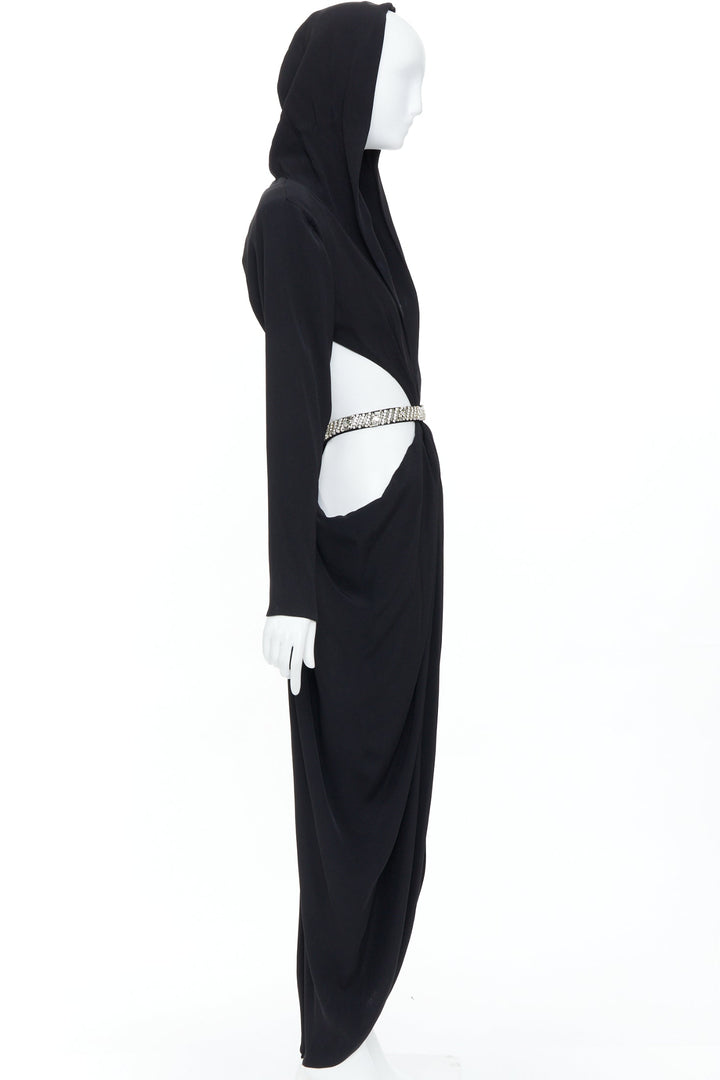 ALEXANDRE VAUTHIER COUTURE SS2023 Runway crystal belted open waist hooded dress