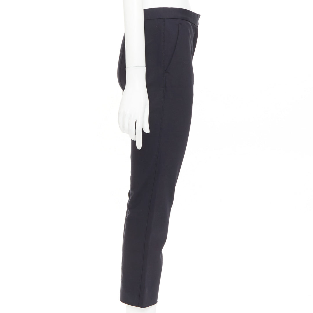 THE ROW black cotton blend mid waist panelled back cropped capri pants US0 XS