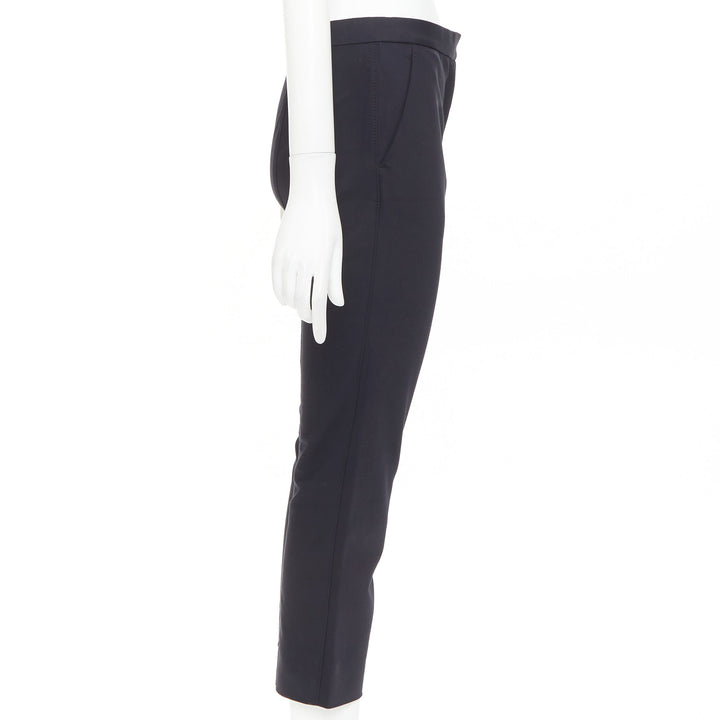 THE ROW black cotton blend mid waist panelled back cropped capri pants US0 XS
