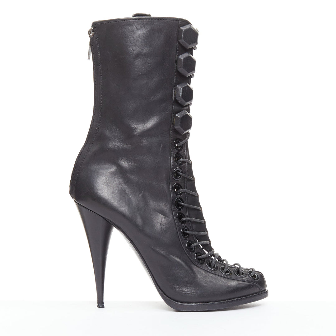 GIVENCHY Runway black corset laced up gladiator ankle boots EU40