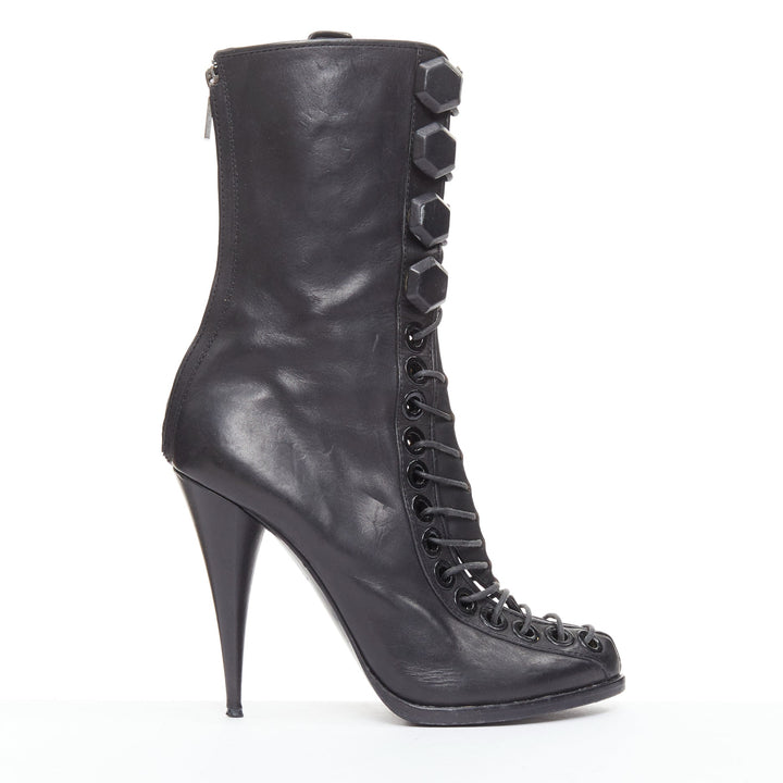 GIVENCHY Runway black corset laced up gladiator ankle boots EU40