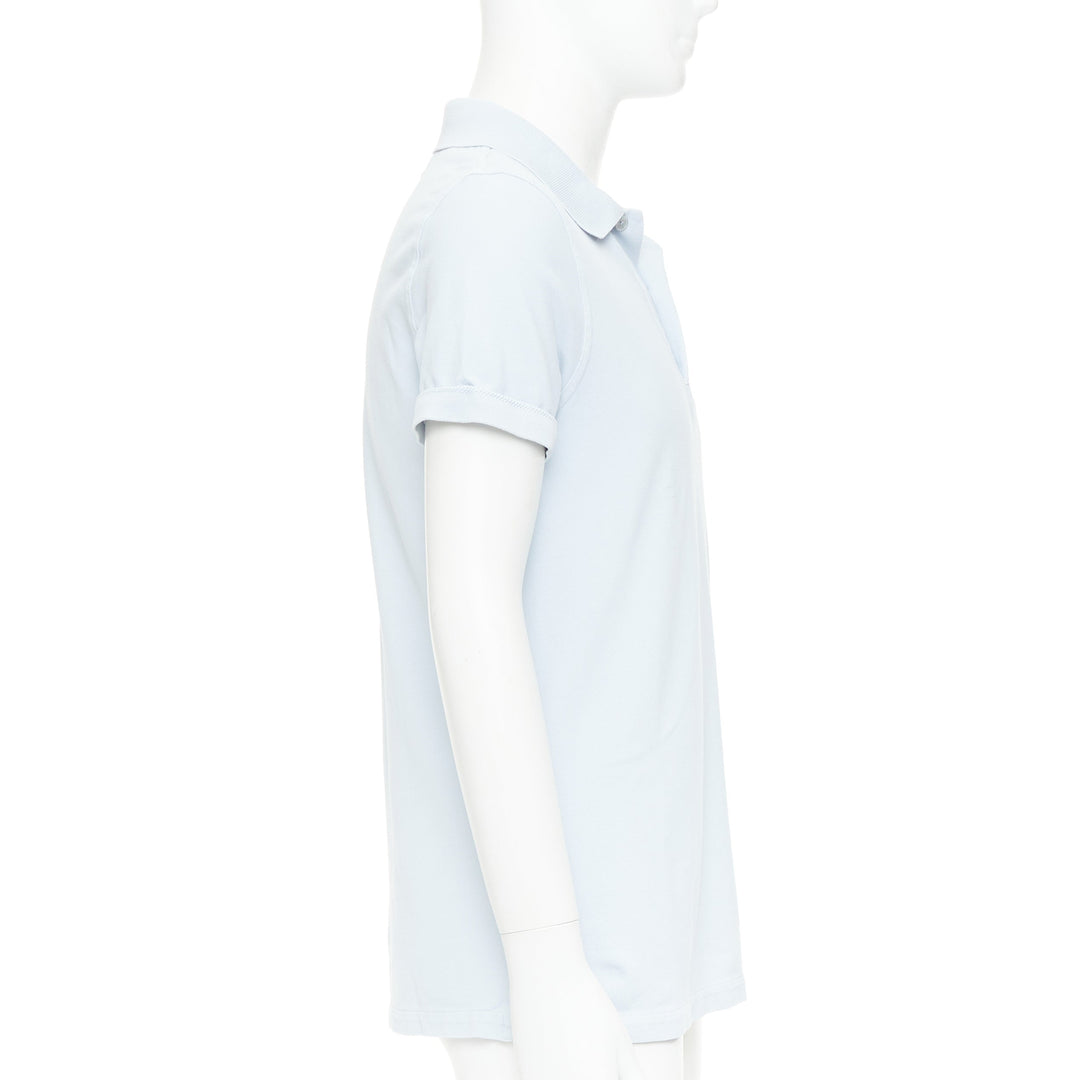 TOM FORD light blue cotton TF logo hem pique polo shirt IT48 M