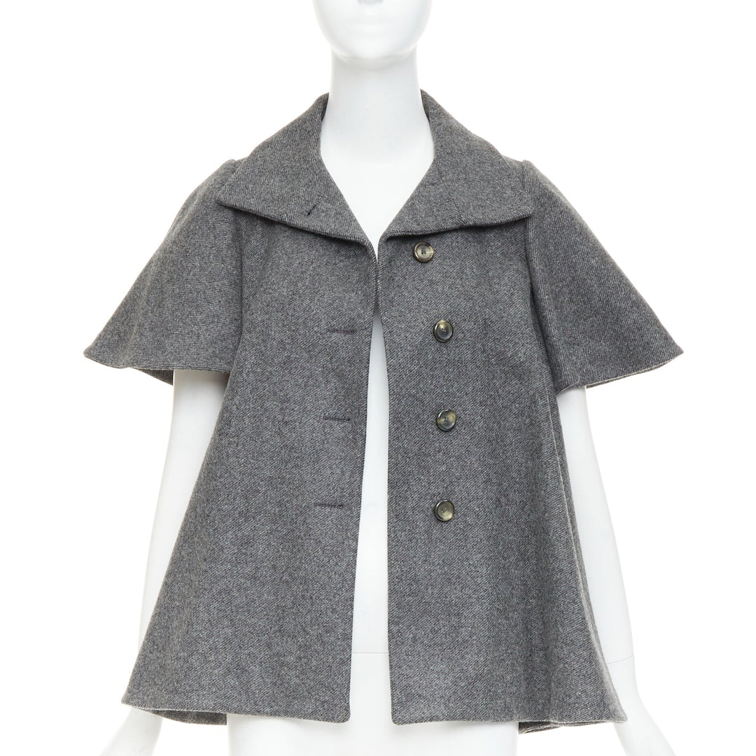MARNI grey wool blend flannel flutter short swing jacket IT38 XS