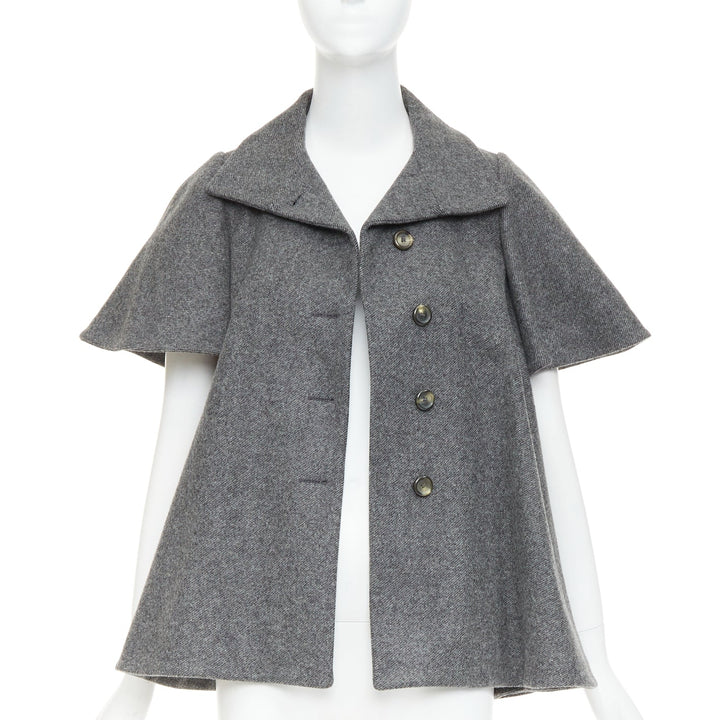 MARNI grey wool blend flannel flutter short swing jacket IT38 XS