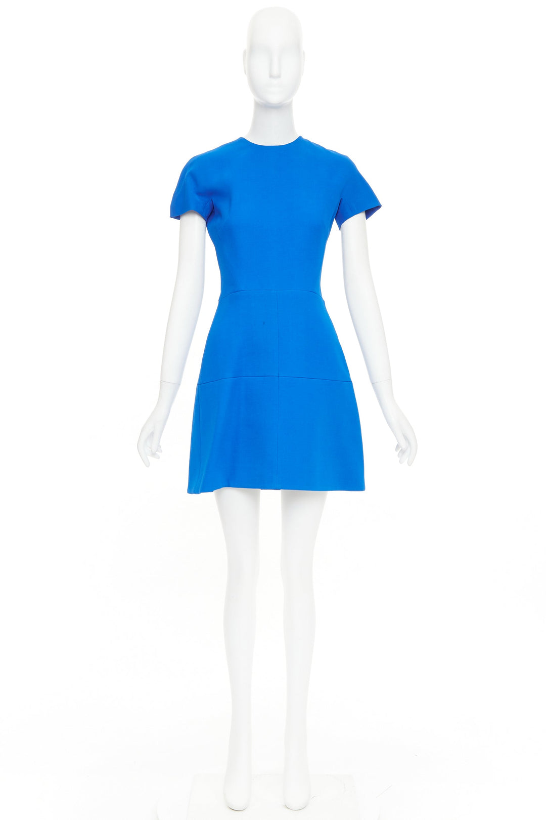VICTORIA BECKHAM cobalt blue silk structured cap sleeve cocktail dress UK8 S