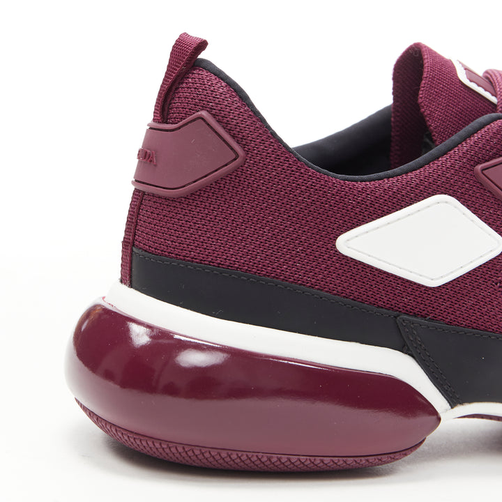 PRADA 2018 Cloudbust burgundy red rubber logo low top sneaker UK7 US8 EU41