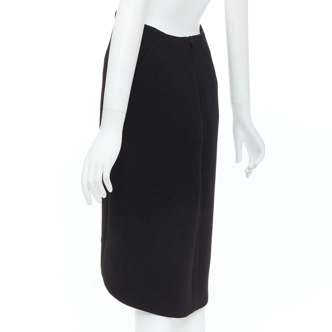 BALENCIAGA 2013 black scuba hi low waistband hem pencil skirt FR36 S