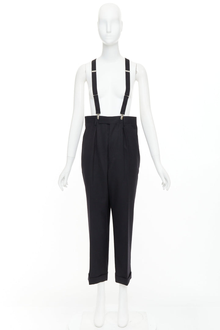 JUNYA WATANABE 2012 black wool suspender high waisted harem pants M