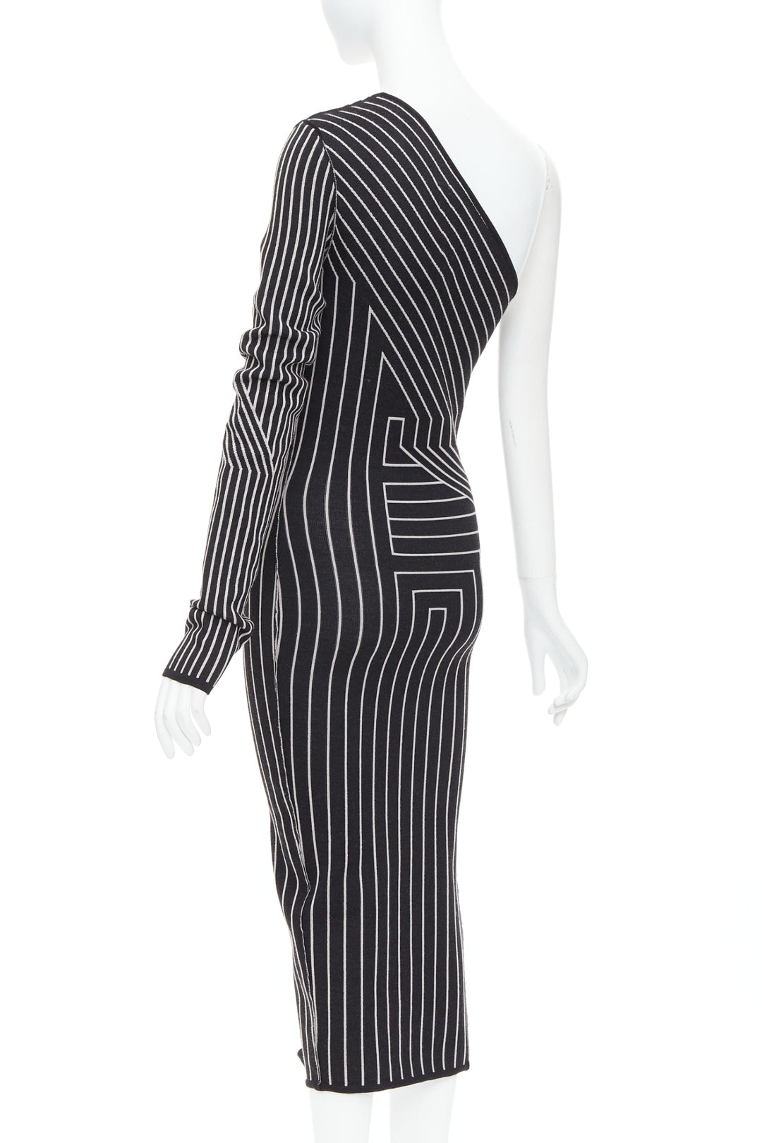 RICK OWENS 2020 Ziggy geometric graphic lines one shoulder slit dress XS Rosalia