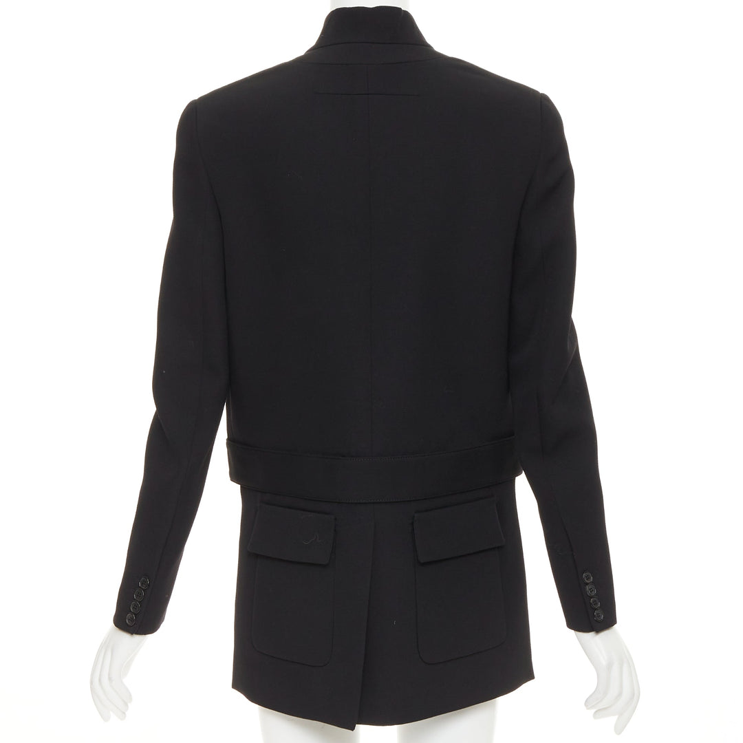 GIVENCHY black wool belted high low tailcoat jacket IT40 S