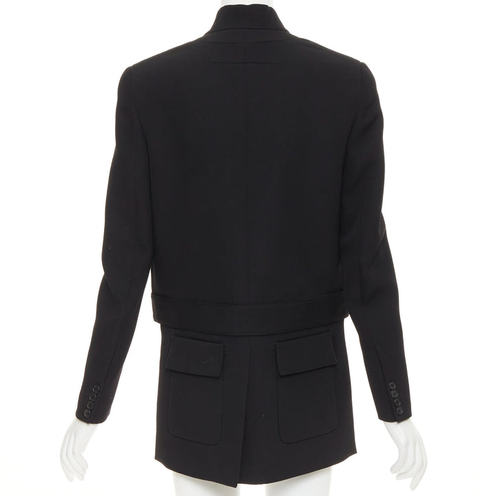 GIVENCHY black wool belted high low tailcoat jacket IT40 S