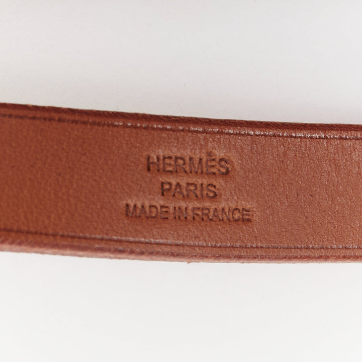 HERMES natural bridle leather outdoor picnic plaid blanket carry strap