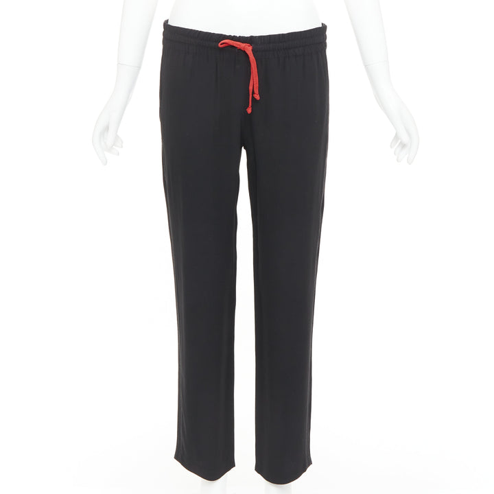 OLD CELINE Phoebe Philo black red drawstring nude facing cropped trousers FR36 S