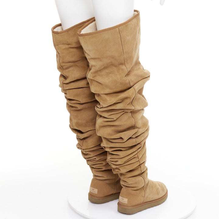 rare Y PROJECT UGG Glenn Martens 2018 Runway brown shearling thigh boots EU40