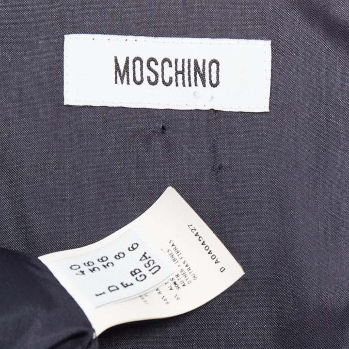 MOSCHINO rustic metallic gold draped peplum V-neck midi cocktail dress IT40 S