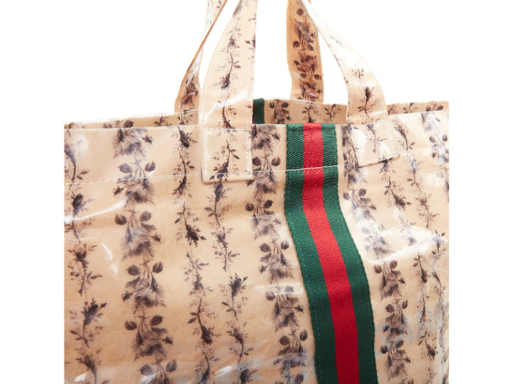 GUCCI COMME DES GARCONS 2021 green red beige vinyl pvc sherry paper tote bag