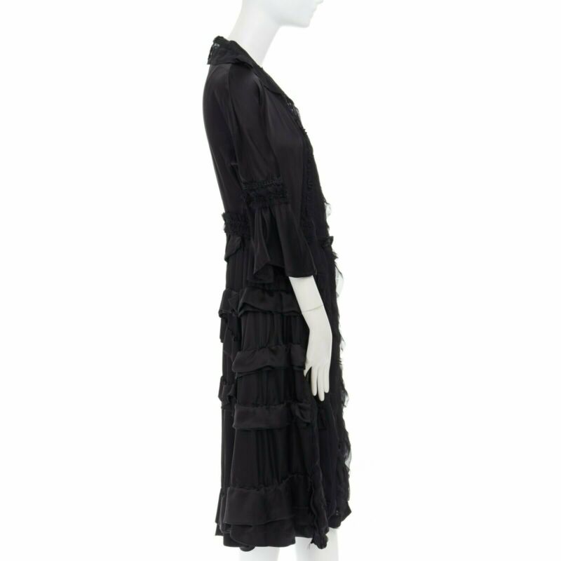 runway COMME DES GARCONS Broken Bride AW05 black victorian ruffle silk dress S