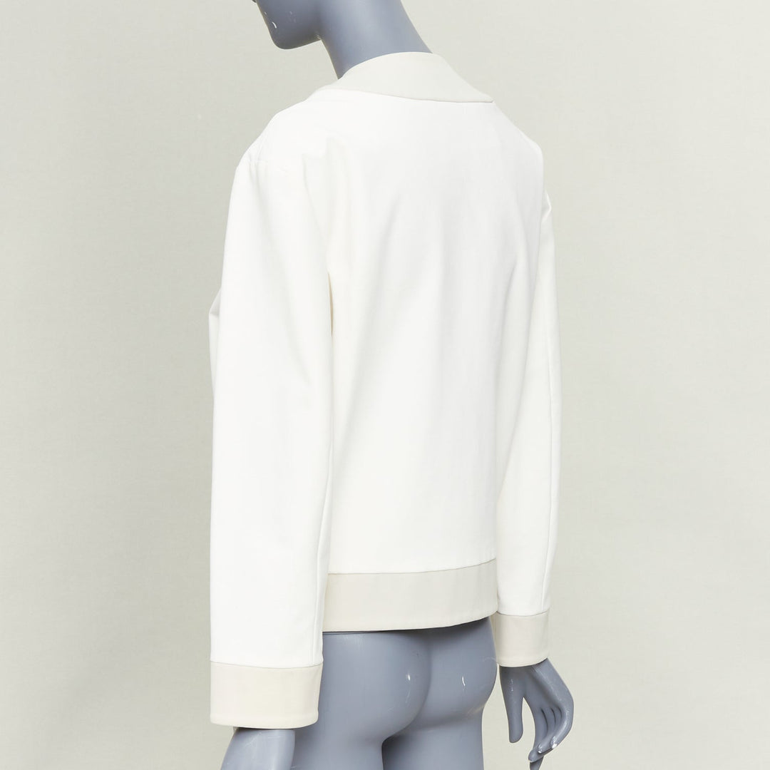 STELLA MCCARTNEY 2011 off white cotton panels collarless zip bomber IT36 XXS