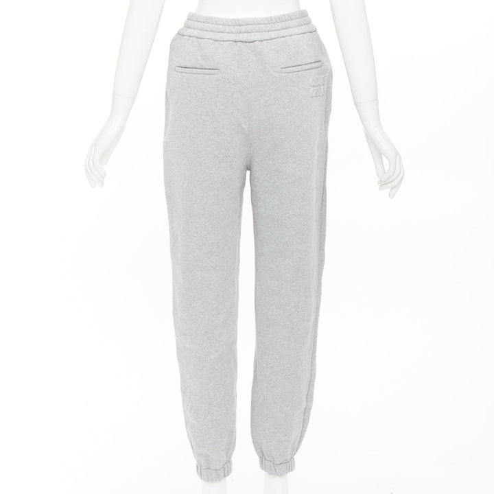 MIU MIU 2023 light grey cotton jersey logo applique back jogger pants IT40 S