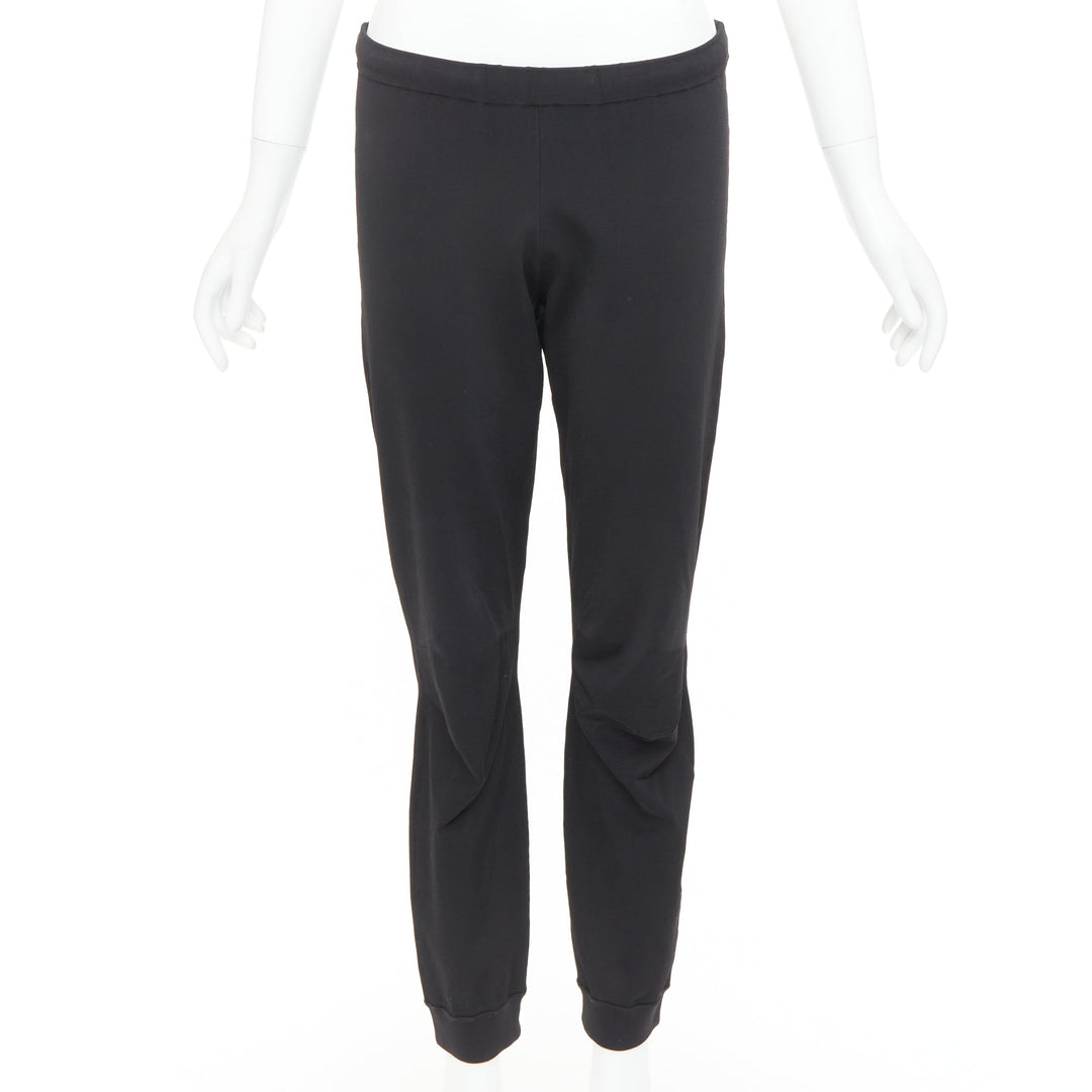 BALENCIAGA black hidden drawstring knee darts cropped jogger pants