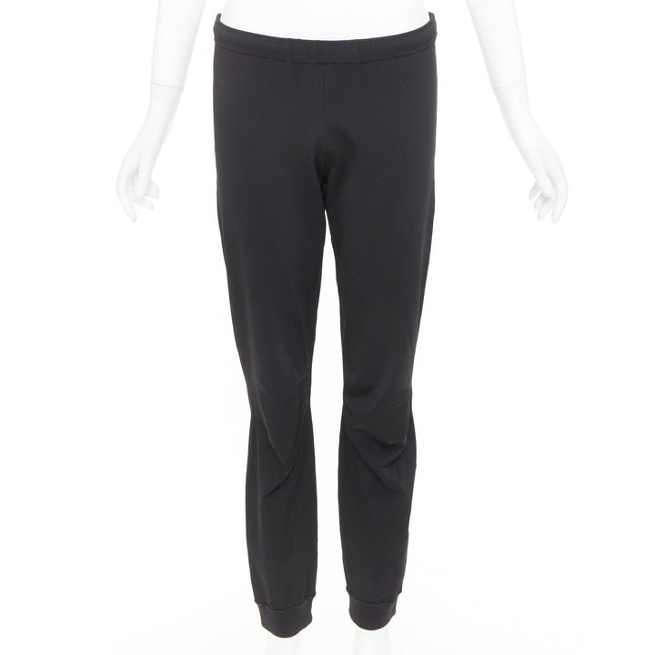 BALENCIAGA black hidden drawstring knee darts cropped jogger pants