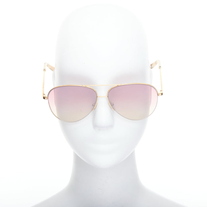 VICTORIA BECKHAM VBS90 C61 pink gradient gold trim handmade aviators