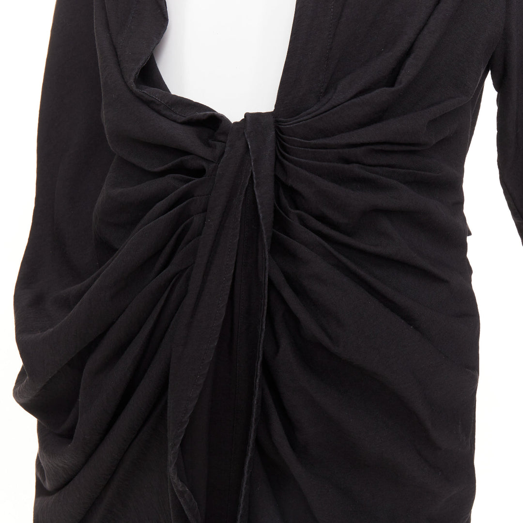 JACQUEMUS Le Splash La Robe Bahia black plunge asymmetric drape dress FR38 M