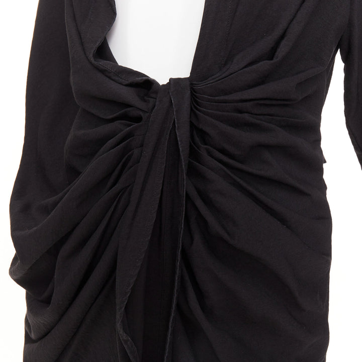 JACQUEMUS Le Splash La Robe Bahia black plunge asymmetric drape dress FR38 M