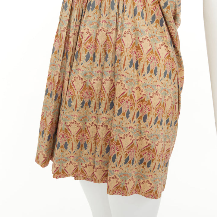 JUNYA WATANABE 2008 beige ethnic print gold chain hardware high low dress S