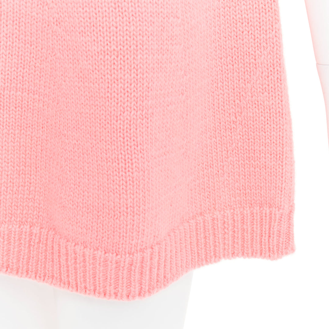 rare GUCCI 2021 Epilogue pink wool knit ear hooded pom pom embellished dress XS