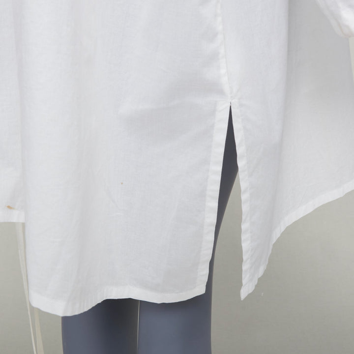 ANN DEMEULEMEESTER white cotton drawstrings ribbon ties sack shirt dress FR36 S