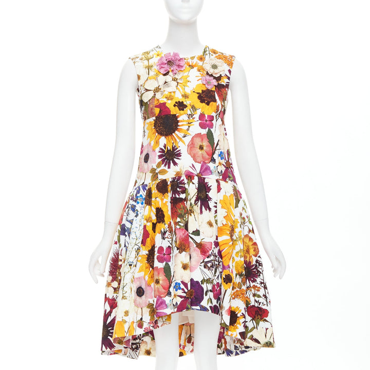 OSCAR DE LA RENTA 2021 floral embellished cloque bubble dress US0 XS