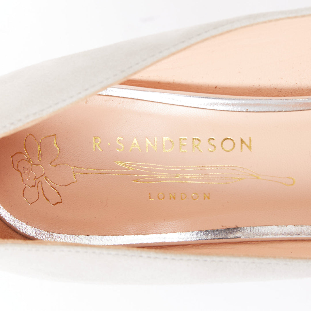 RUPERT SANDERSON New Nada grey suede purple Arty buckle pumps EU38