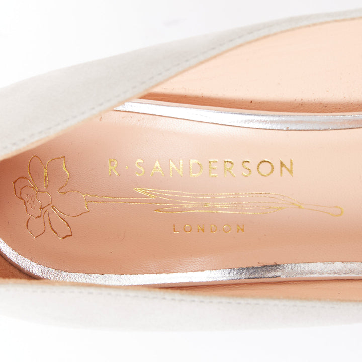 RUPERT SANDERSON New Nada grey suede purple Arty buckle pumps EU38