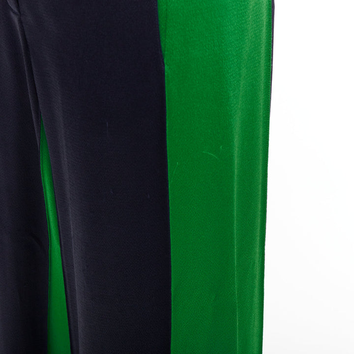 VALENTINO navy green two tone colorblock wide leg trousers IT38 XS