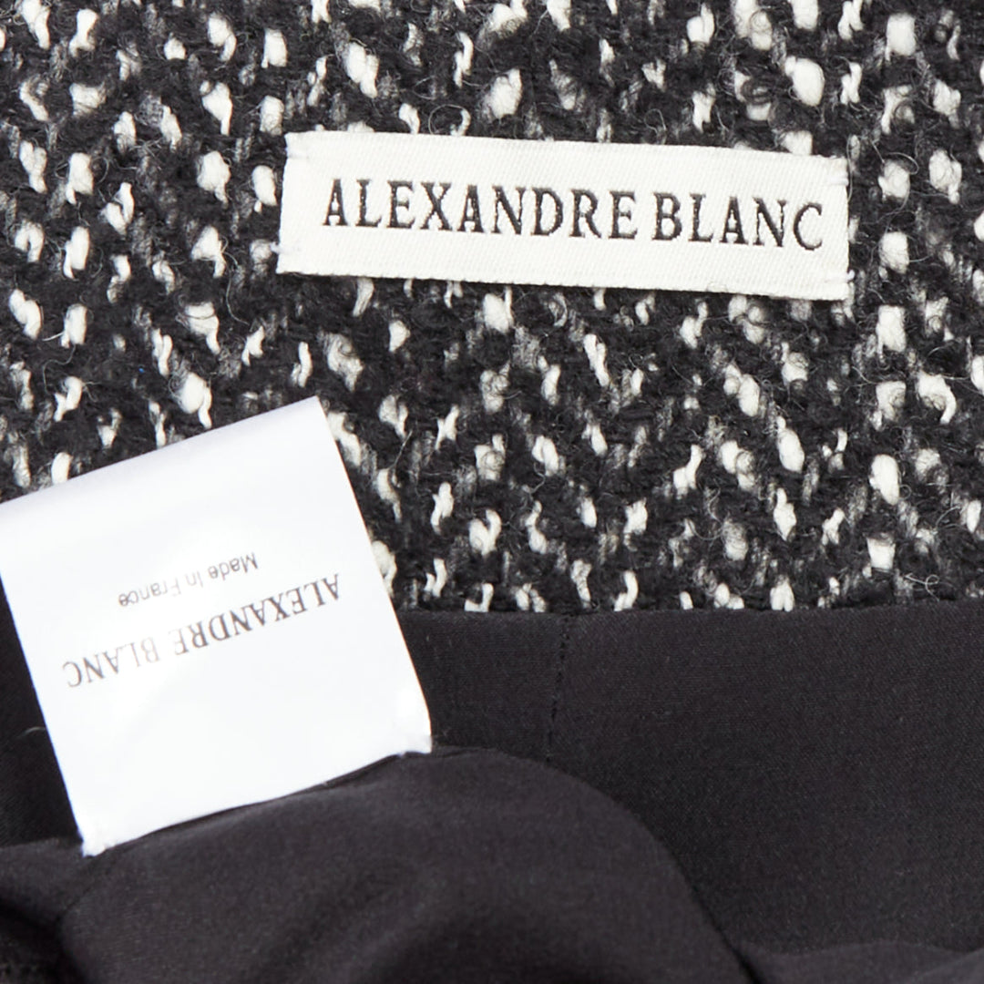 ALEXANDRE BLANC grey virgin wool blend tweed dolman swing coat FR34 XS