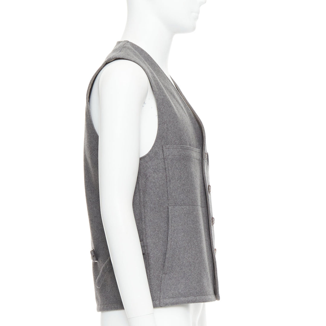 CHRISTOPHE LEMAIRE grey virgin wool cotton tape bonded waist coat vest Sz3