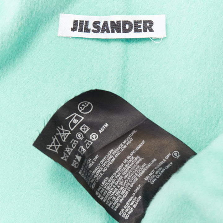 JIL SANDER turquoise blue angorawool patch pocket minimal coat  FR34 XS