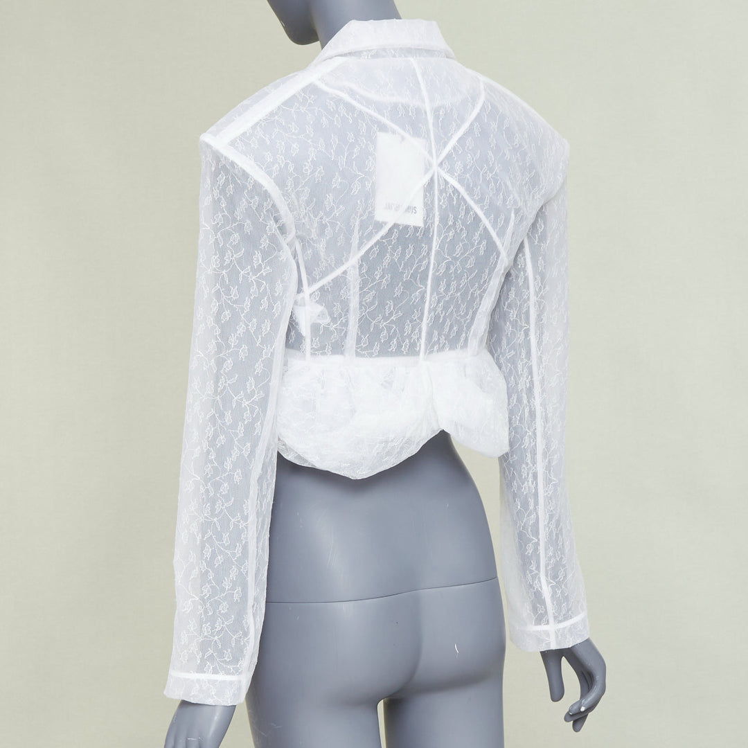 JACQUEMUS Bridal Le Chouchou 2023 Runway Dentelle white tulle jacket FR34 XS