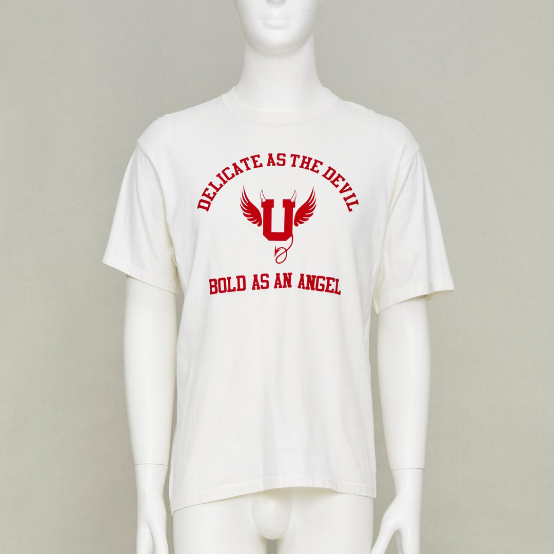 UNDERCOVER 2022 Devil Angel Delicate As The Devil Flocked white red top tshirt M