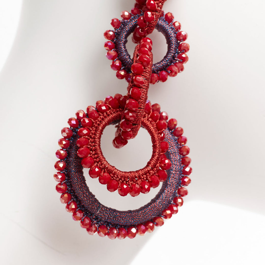 Female mannequin wearing Bibi Marini Red Fabric Women Jewelry Earring in Size  | Available at JHROP