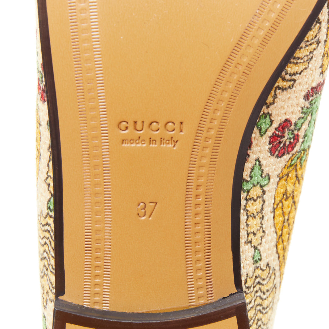GUCCI 2019 Jordaan Garden Livia Carpenzano Pineapple canvas horsebit loafer EU37