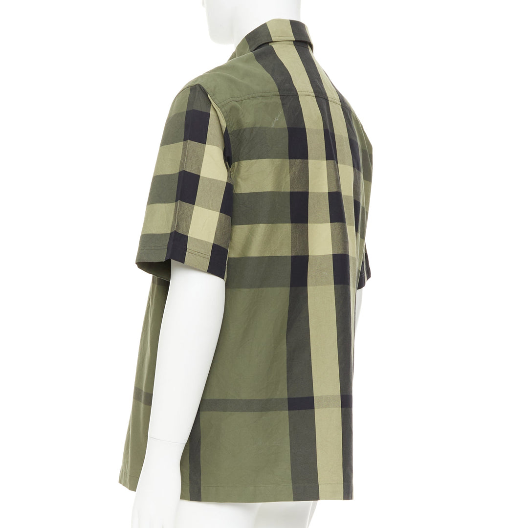 BURBERRY Travis military green black oversized vintage House Check boxy shirt M