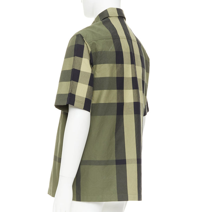 BURBERRY Travis military green black oversized vintage House Check boxy shirt M