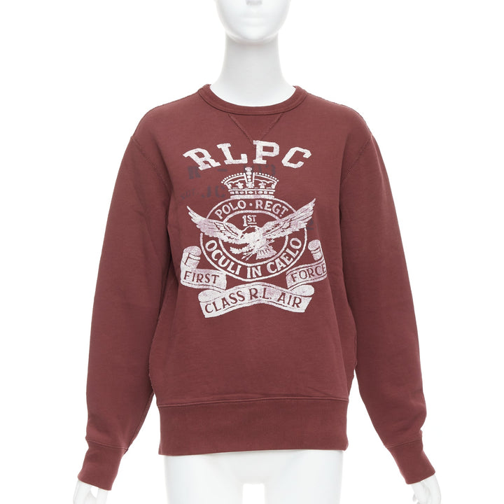 POLO RALPH LAUREN burgundy varsity cotton fleece sweatshirt XS