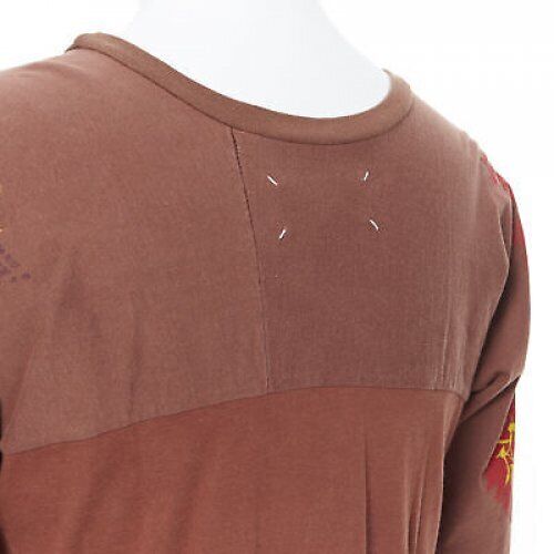 MAISON MARGIELA 2013 brown cotton deconstructed patchwork bank t-shirt top